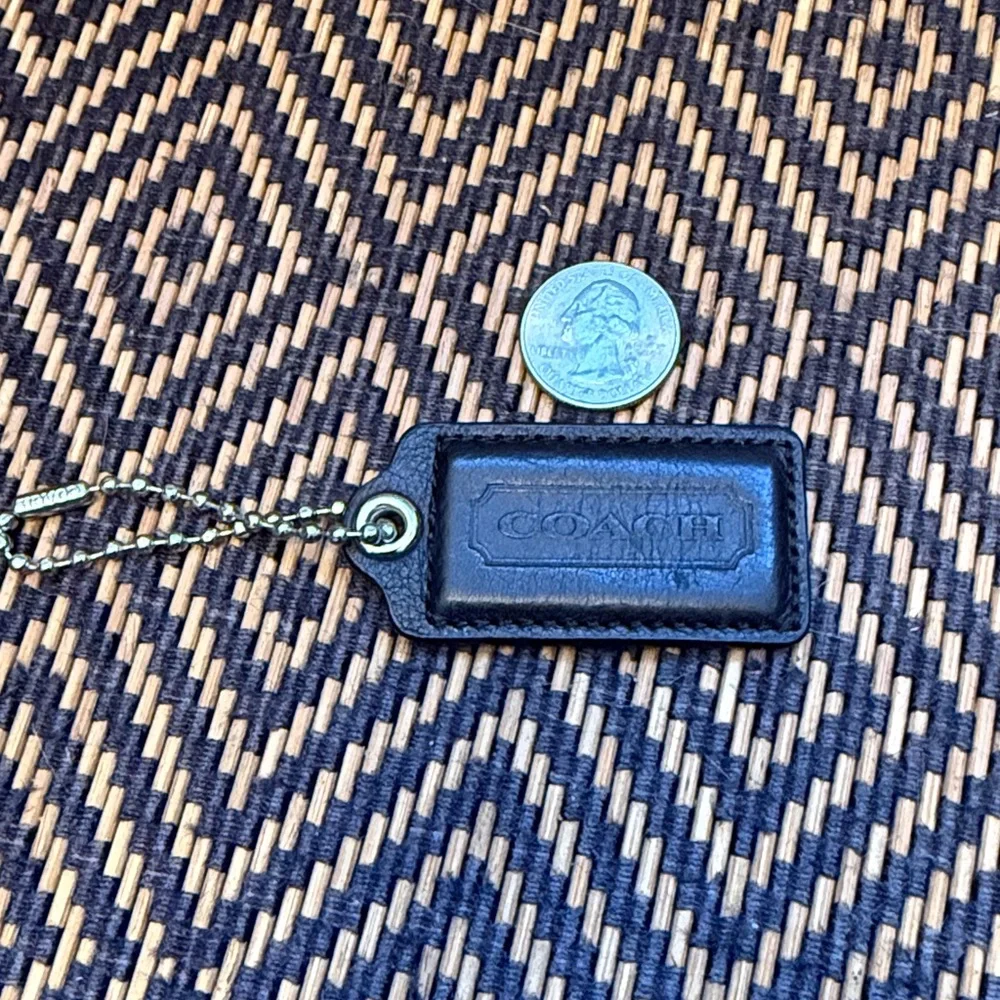 Vintage Y2K Coach LARGE hangtag black leather with nickel ballchain